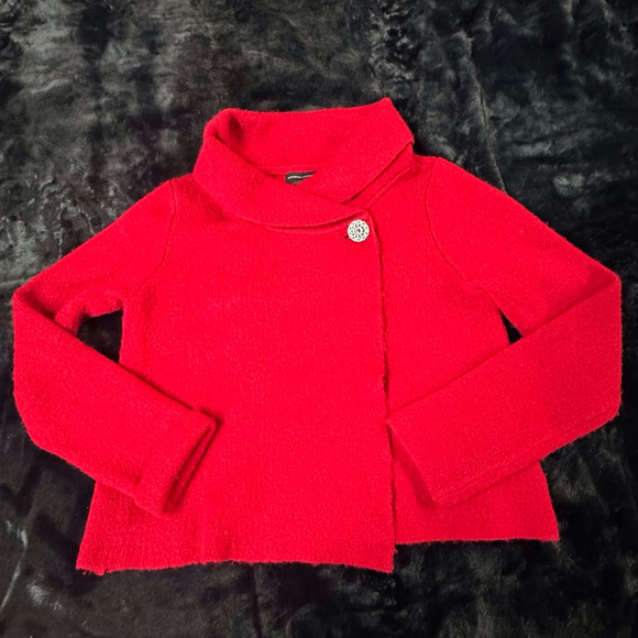 Adrienne Vittadini Red Rhinestone Cardigan Sweater Medium - Picture 10 of 13